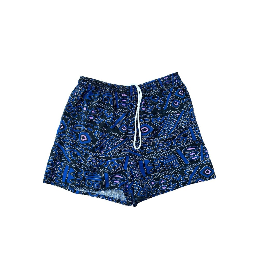 Vintage 90s Mervyn's Cheetah Swim Trunks Mens Medium Aztec Rad Purple Mesh Lined